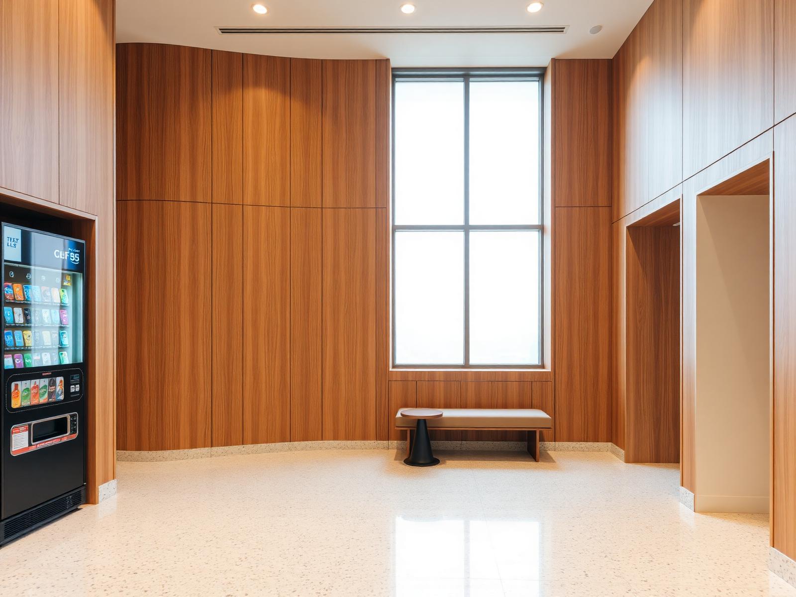 An empty hotel lobby corner, before placement.
