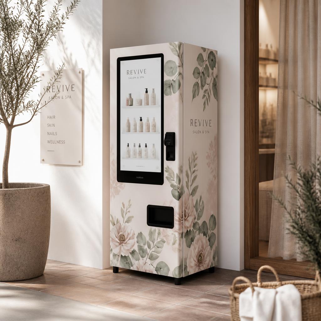 Salon & spa entrance · Soft botanicals in the palette of the treatment rooms.